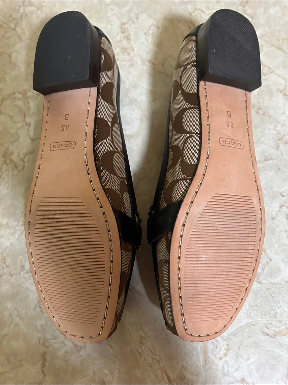 Coach Brown Signature Canvas Loafers with Gold Hardware